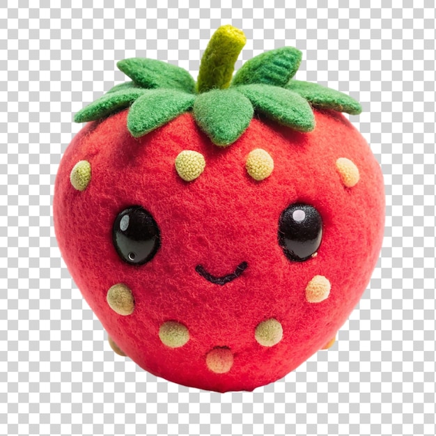 A snuggly strawberry soft toy isolated on transparent background