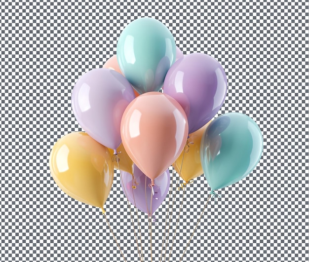 So Beautiful Pastel Colored Balloons isolated on transparent background