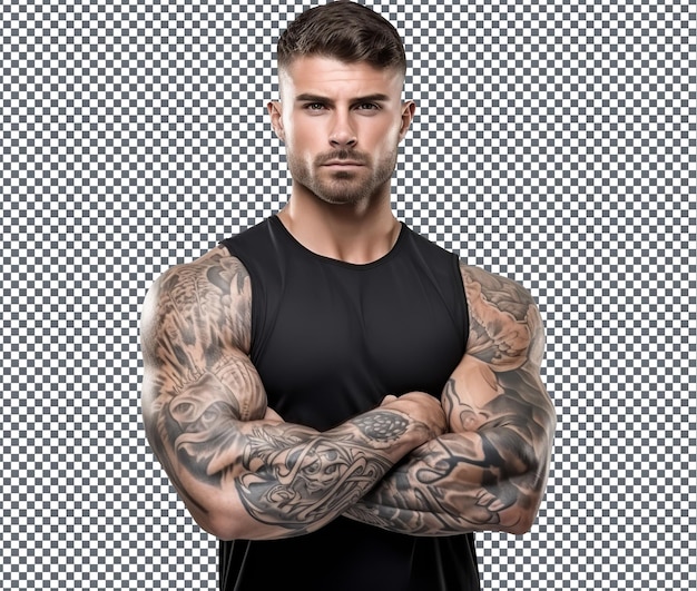 So beautiful powerful stylish bodybuilder isolated on transparent background