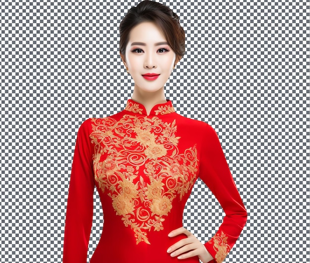 So beautiful Red Ao Dai isolated on transparent background