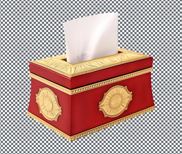 So beautiful Red and Gold Tissue Box isolated on transparent background