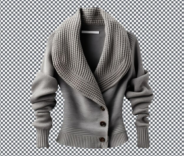 PSD so beautiful shawl collar cardigan isolated on transparent background