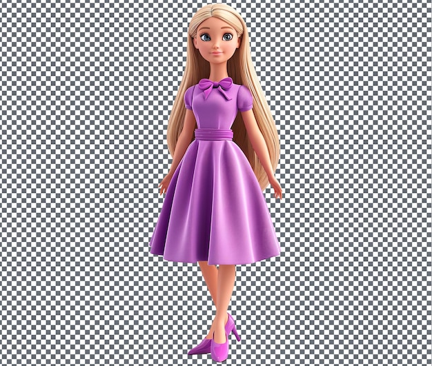 PSD so cute barbie doll isolated on transparent background