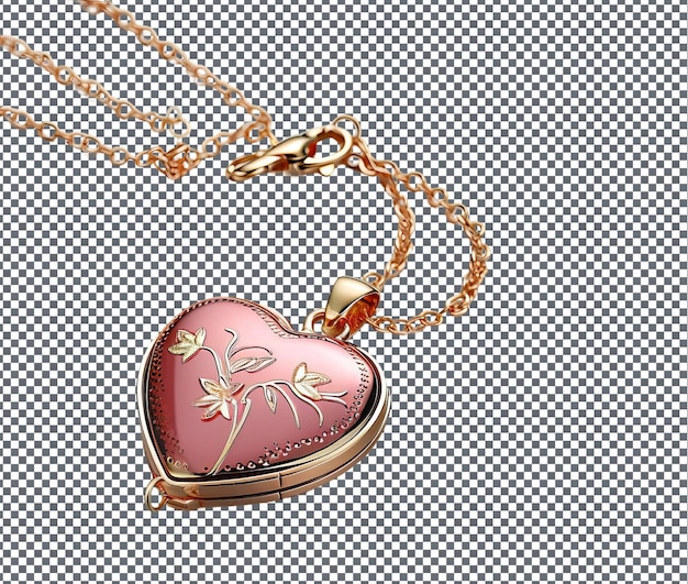 So Pretty Heart shaped locket necklace isolated on transparent background