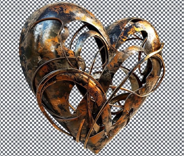 PSD so pretty heart shaped metal wall sculpture isolated on transparent background