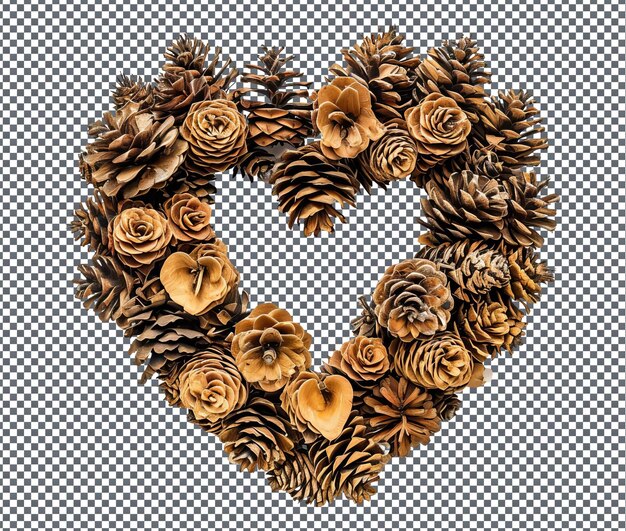 PSD so pretty heart shaped pinecone wreath isolated on transparent background