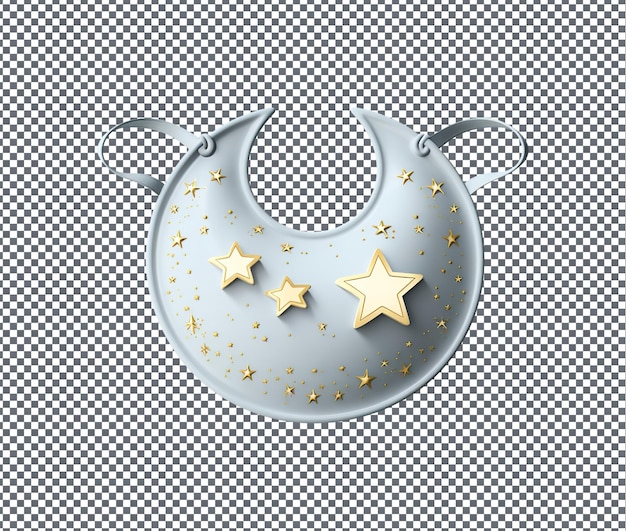 So Pretty Moon and Star Shaped Eid Mubarak Baby Bib isolated on transparent background