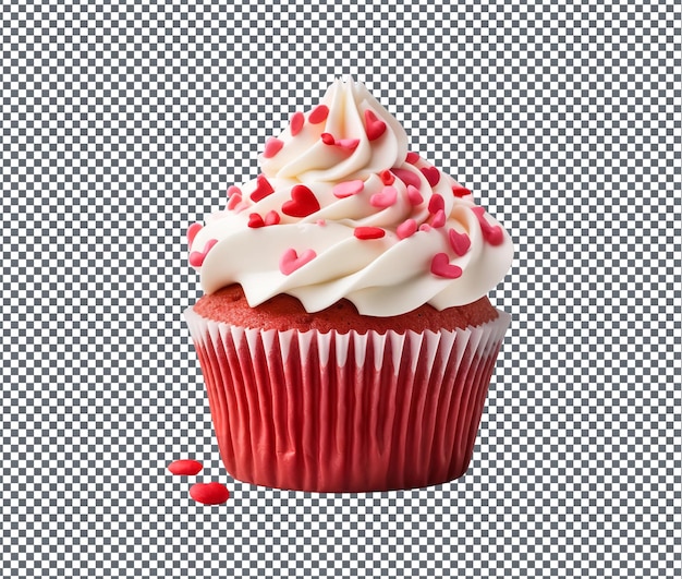 So sweet valentine day cupcake isolated on transparent background