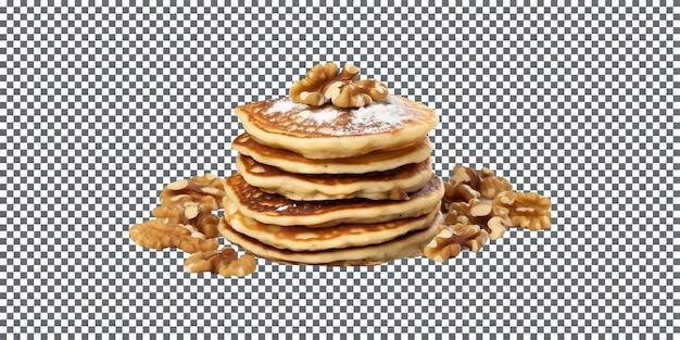 So sweet Walnut Pancakes isolated on transparent background