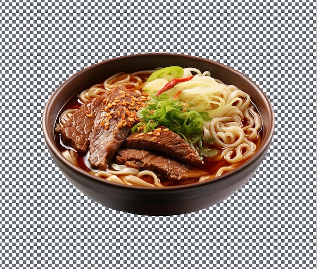 PSD so yummy beef noodle soup isolated on transparent background