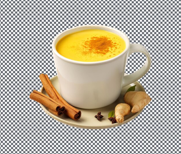 PSD so yummy golden milk isolated on transparent background