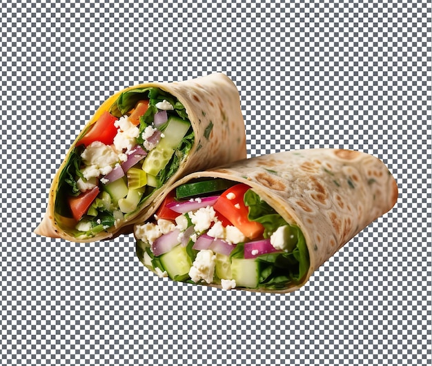 PSD so yummy spinach and feta wrap isolated on transparent background