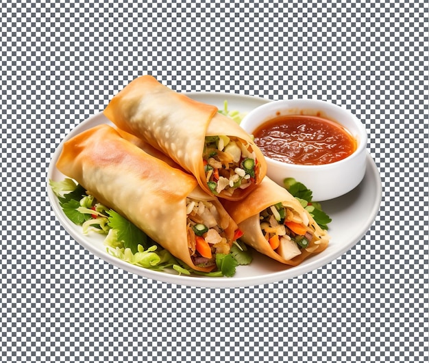 So yummy Vegetarian Spring Rolls isolated on transparent background