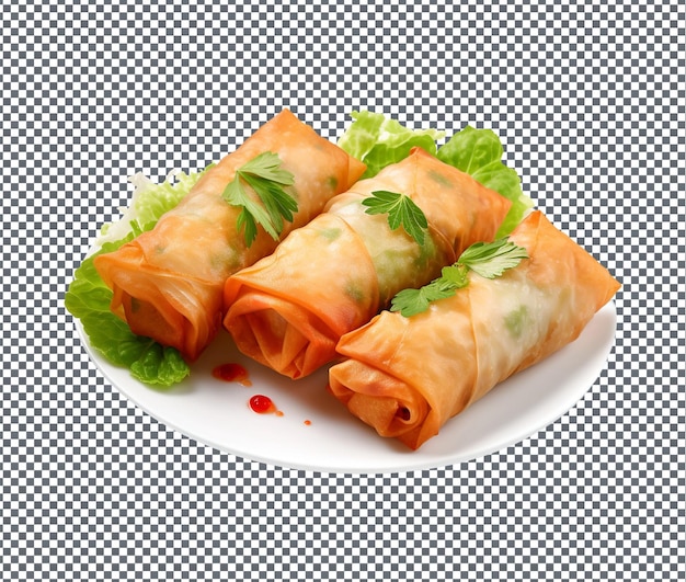 So yummy Vegetarian Spring Rolls isolated on transparent background