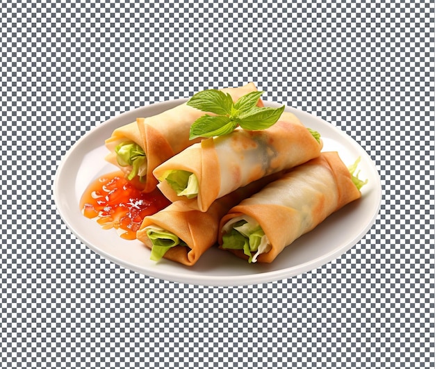 So yummy Vegetarian Spring Rolls isolated on transparent background