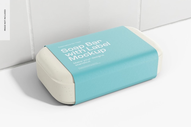 Soap Bar with Label Mockup, Perspective