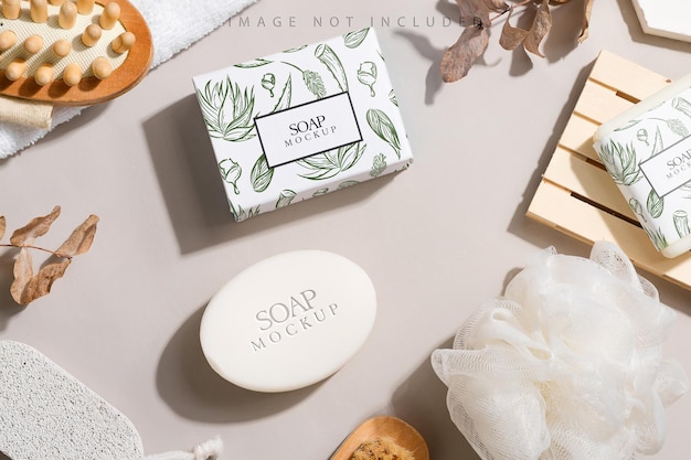 soap bars and box mockup