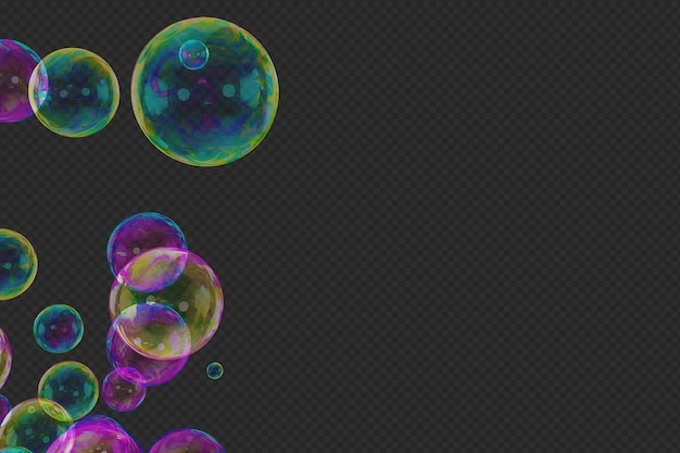 Soap bubbles corner overlay black background