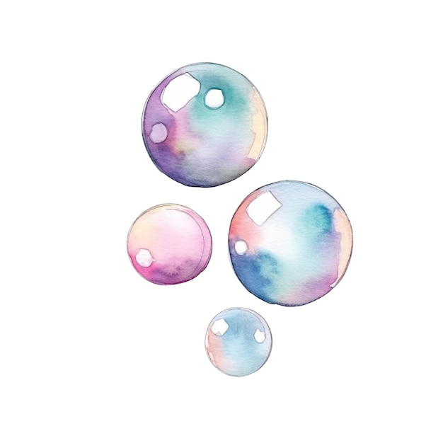 Soap bubbles isolated watercolor illustration