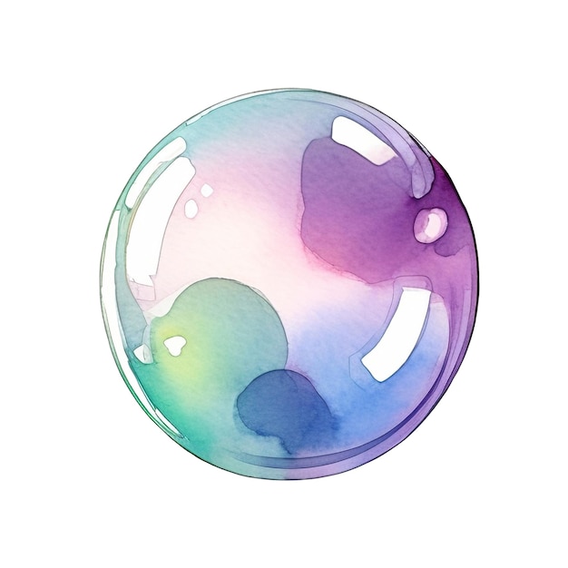 Soap bubbles isolated watercolor illustration