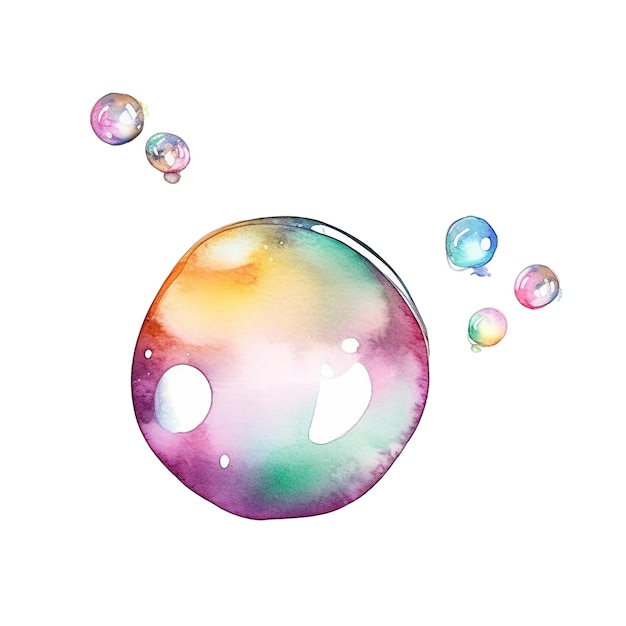 Soap bubbles isolated watercolor illustration