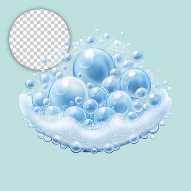 PSD soap foam with bubbles shampoo and soap foam sud on transparent background