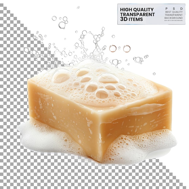 Soap Rectangular Lather PNG on Isolated Transparent Background