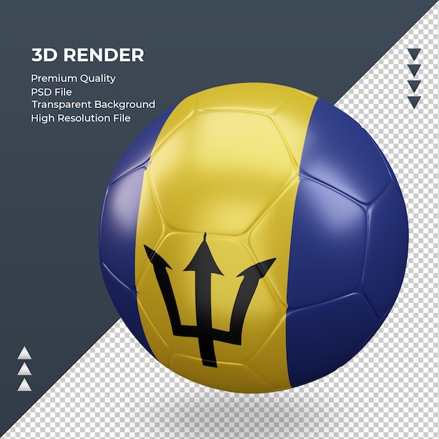 Soccer ball Barbados flag realistic 3d rendering right view