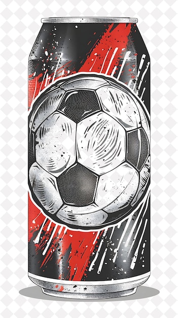 PSD a soccer ball case with a red and black design on it