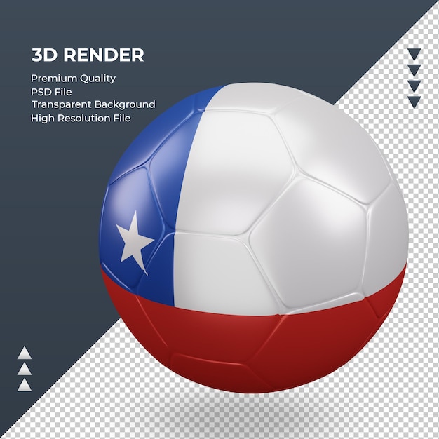 Soccer ball Chile flag realistic 3d rendering right view