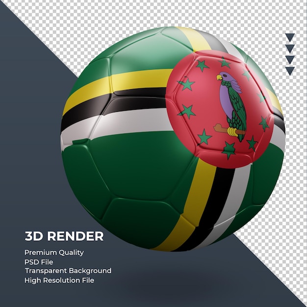 Soccer ball Dominica flag realistic 3d rendering left view