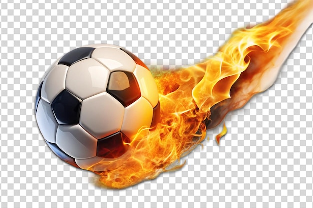 PSD soccer ball flying on fire png