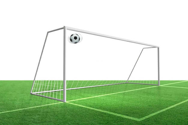 PSD soccer ball in goal spotlight background in stadium transparent background