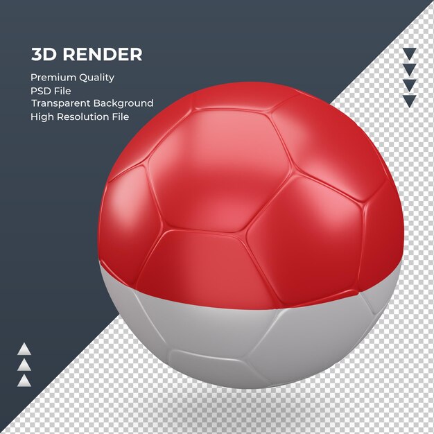 Soccer ball Indonesia flag realistic 3d rendering right view