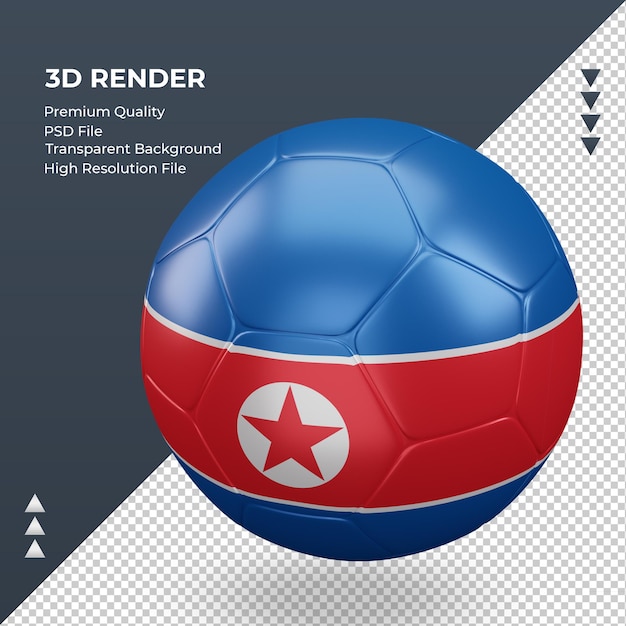 Soccer ball North Korea flag realistic 3d rendering right view