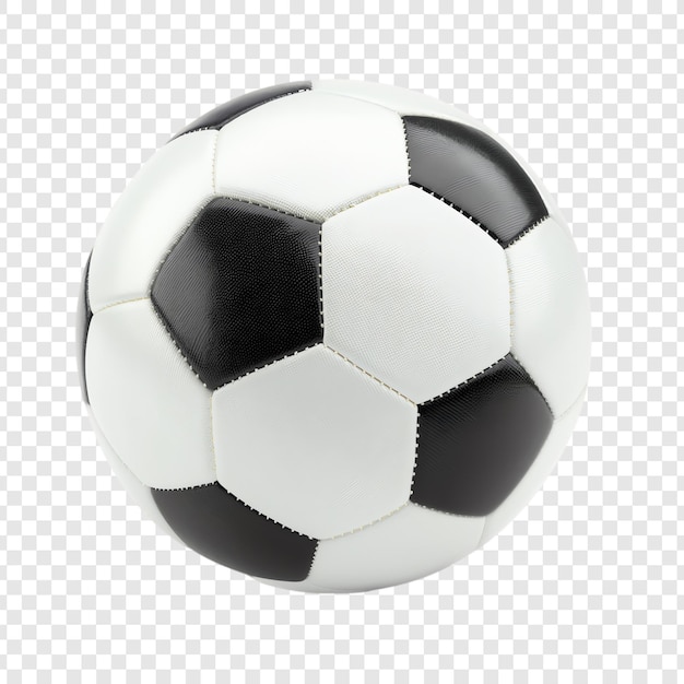 a soccer ball with a black and white design is shown on a transparent background