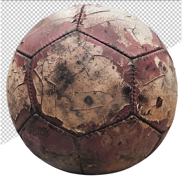 PSD a soccer ball with a brown and white patch on it is shown in this photo