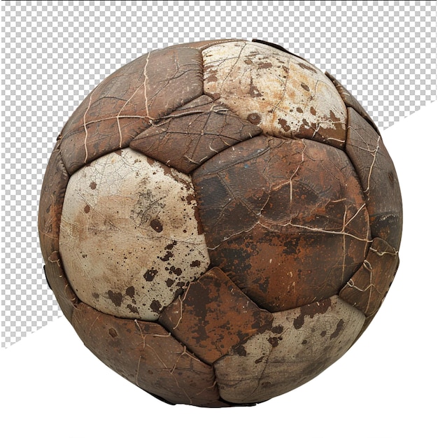 a soccer ball with a brown and white patch on it is shown in this photo