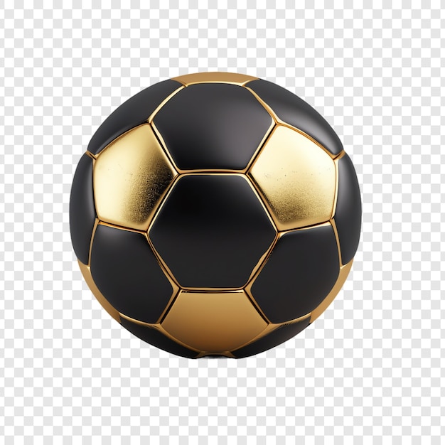 a soccer ball with gold and black stripes is shown on a transparent background