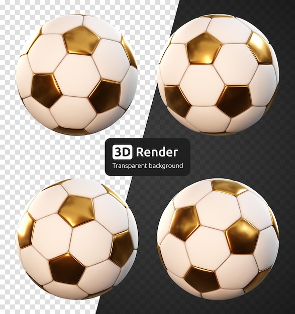 Soccer ball with gold isolated 3d render