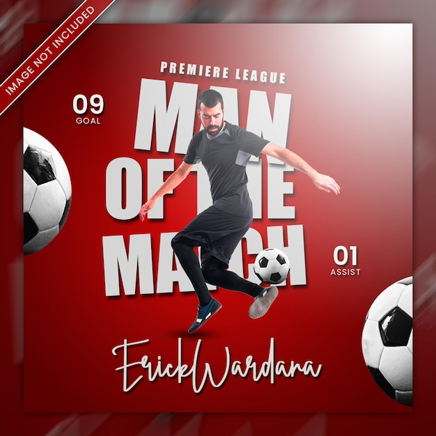 soccer best player instagram post template red design