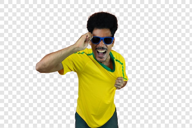 Soccer Brazilian Fan Celebrating Isolated