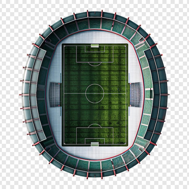 PSD soccer field green grass realistic soccer stadium and goalpost isolated on transparent background