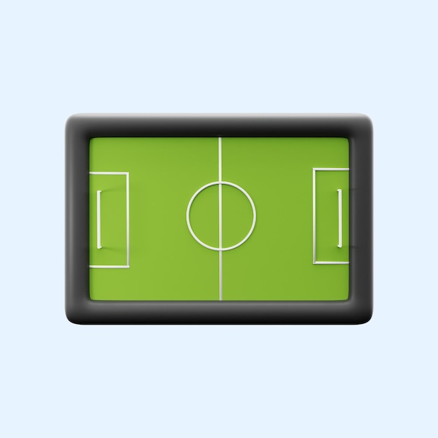 PSD soccer football field on top view 3d icon illustration render design