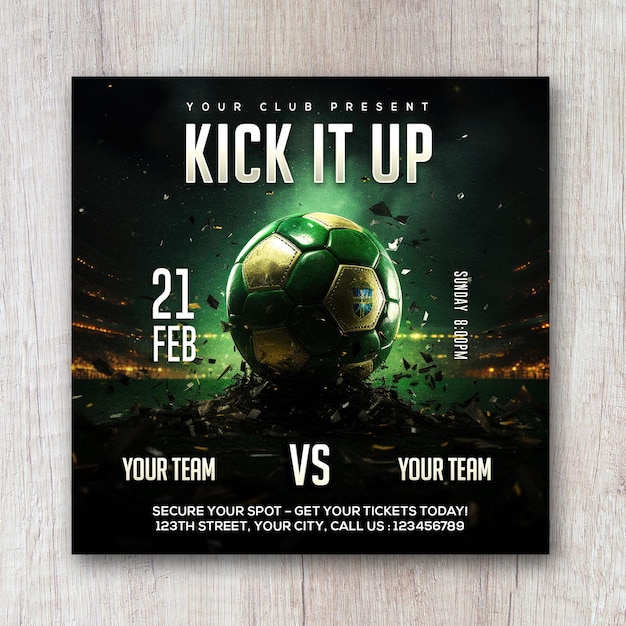 Soccer football flyer social media banner post design template