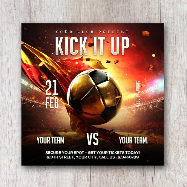 Soccer football flyer social media banner post design template