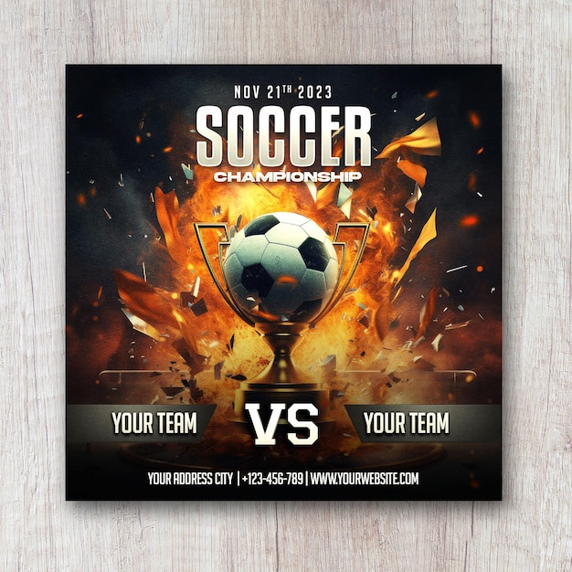 Soccer football match day flyer and social media banner template