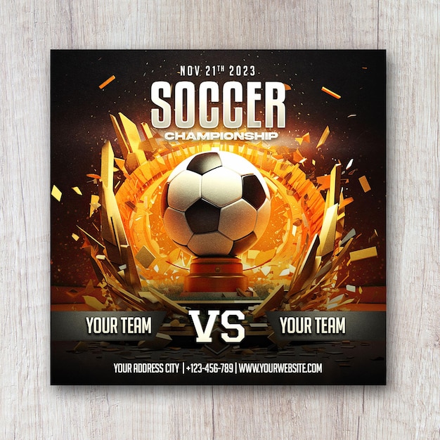 Soccer football match day flyer and social media banner template