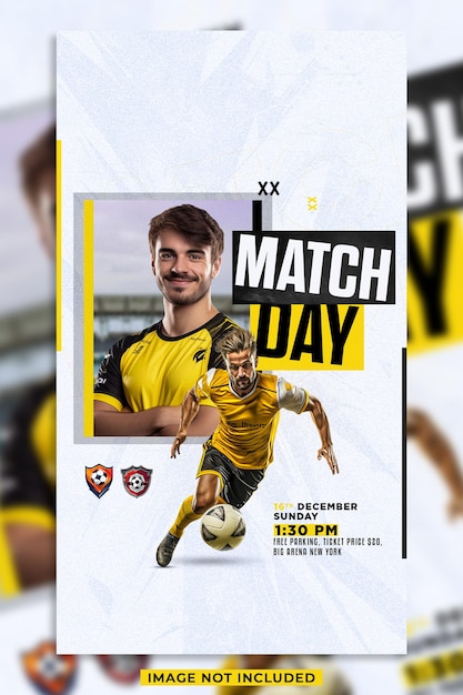 PSD soccer football match day social media instagram story template