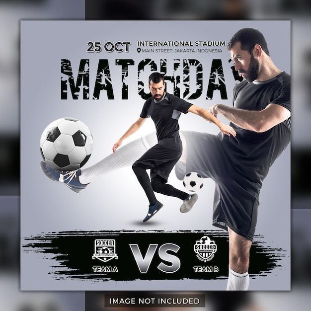 soccer and football match schedule club square social media banner post 1